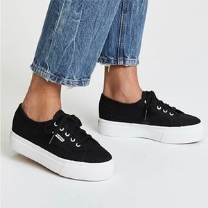 New women's 8 (Euro 39) Superga platform 2750 sneakers in black shoes